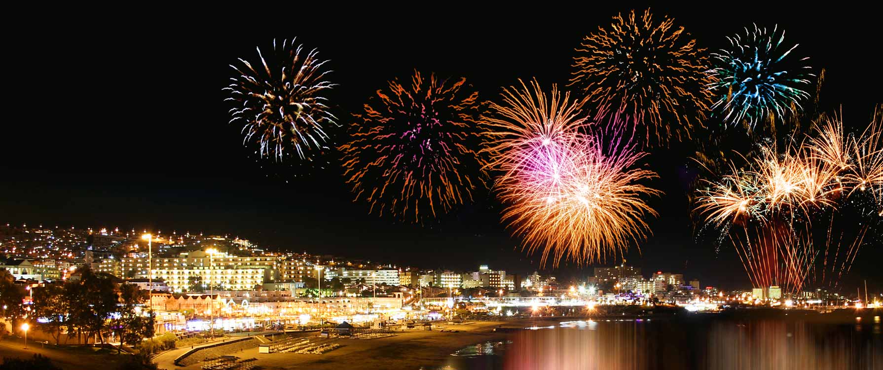 Fajerwerki na nocnym niebie