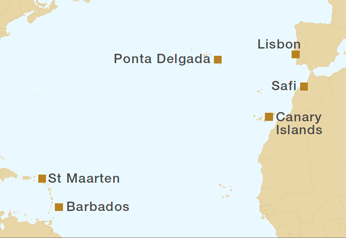 Mapa trasy rejsu