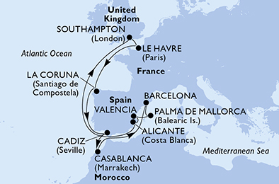 Mapa trasy rejsu