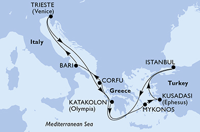 Mapa trasy rejsu