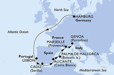 Mapa trasy rejsu