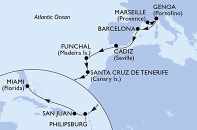 Mapa trasy rejsu