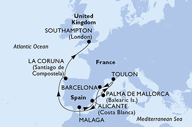 Mapa trasy rejsu