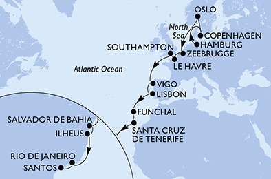 Mapa trasy rejsu