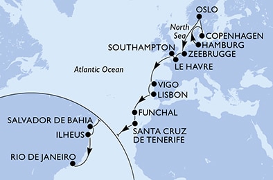 Mapa trasy rejsu