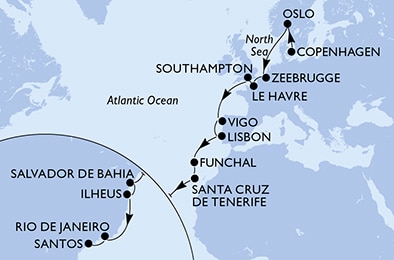 Mapa trasy rejsu