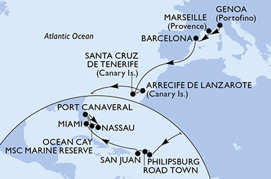 Mapa trasy rejsu