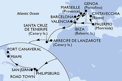 Mapa trasy rejsu