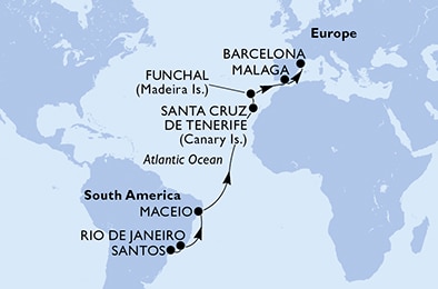 Mapa trasy rejsu