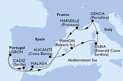 Mapa trasy rejsu