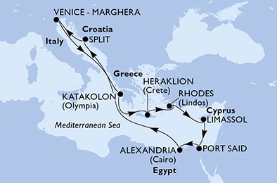Mapa trasy rejsu