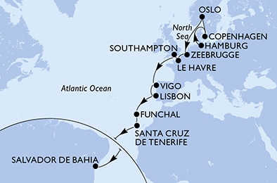 Mapa trasy rejsu