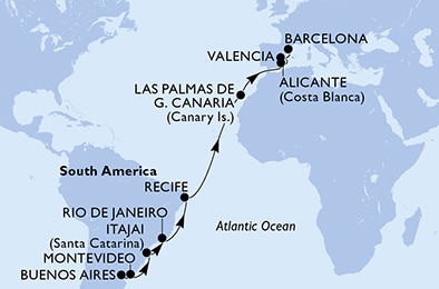 Mapa trasy rejsu
