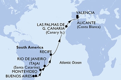 Mapa trasy rejsu
