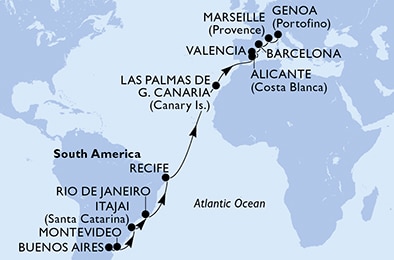 Mapa trasy rejsu