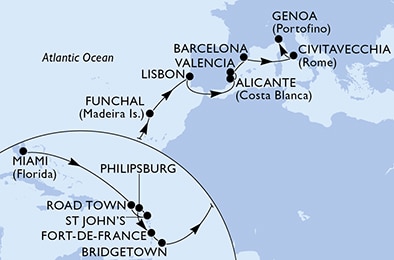 Mapa trasy rejsu