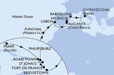 Mapa trasy rejsu