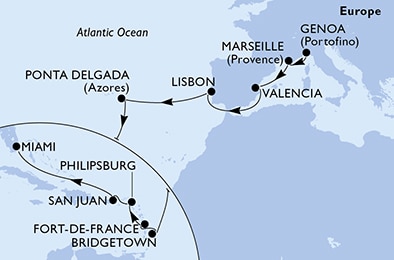Mapa trasy rejsu