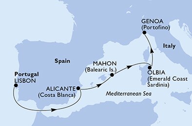 Mapa trasy rejsu