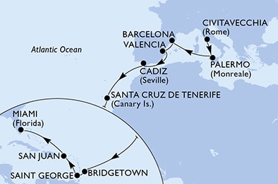 Mapa trasy rejsu