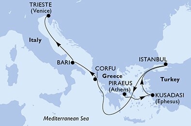 Mapa trasy rejsu