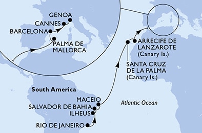 Mapa trasy rejsu