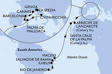 Mapa trasy rejsu