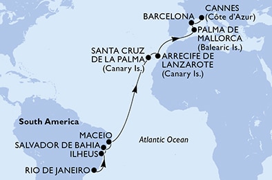 Mapa trasy rejsu