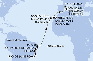 Mapa trasy rejsu
