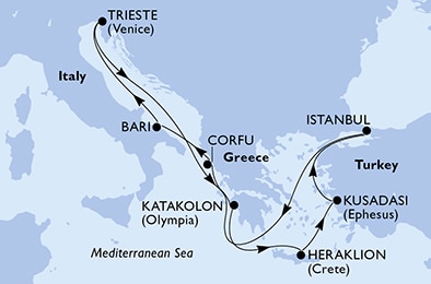 Mapa trasy rejsu