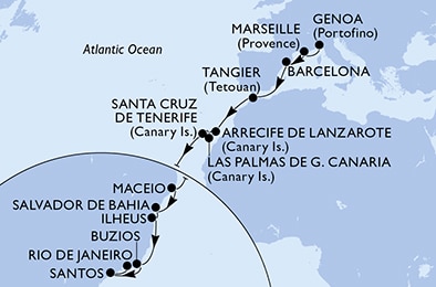 Mapa trasy rejsu