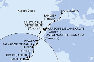 Mapa trasy rejsu