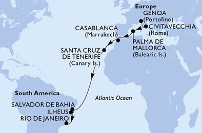 Mapa trasy rejsu