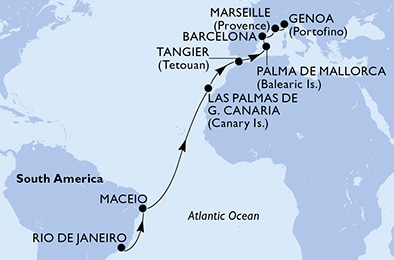 Mapa trasy rejsu