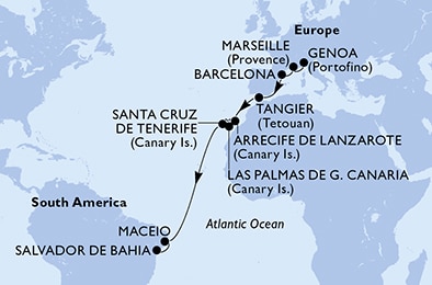 Mapa trasy rejsu