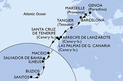 Mapa trasy rejsu
