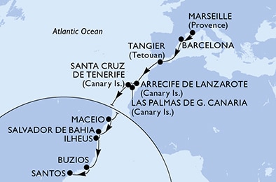 Mapa trasy rejsu