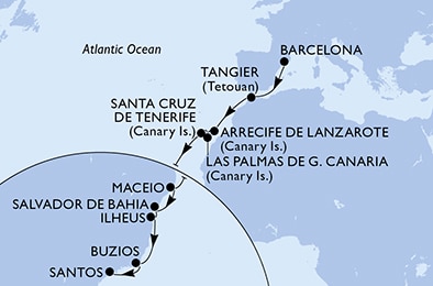 Mapa trasy rejsu