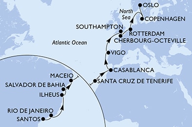 Mapa trasy rejsu