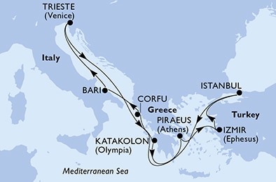 Mapa trasy rejsu