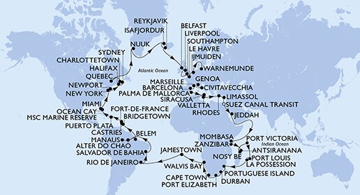 Mapa trasy rejsu