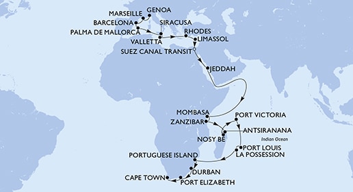 Mapa trasy rejsu