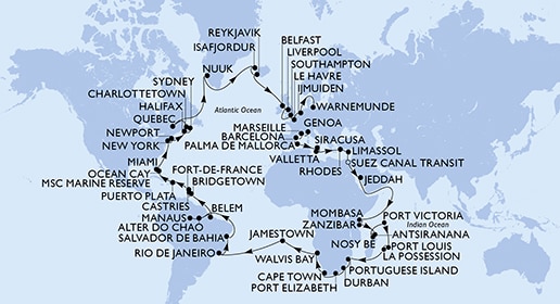 Mapa trasy rejsu
