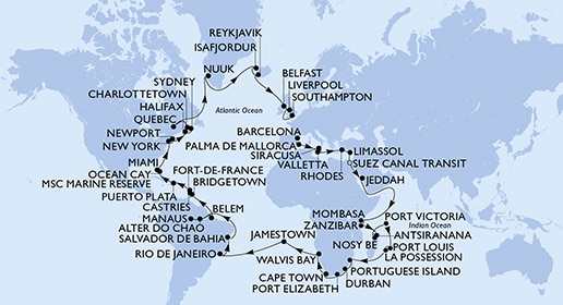 Mapa trasy rejsu
