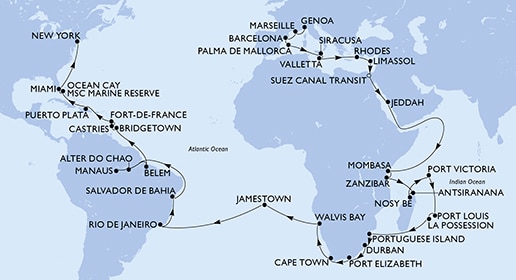 Mapa trasy rejsu