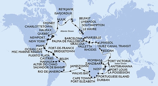 Mapa trasy rejsu