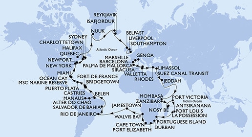 Mapa trasy rejsu