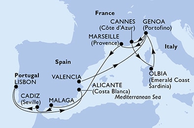 Mapa trasy rejsu