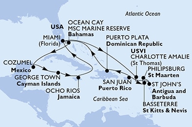 Mapa trasy rejsu
