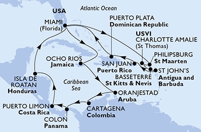 Mapa trasy rejsu